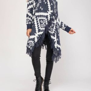 CHAQUETA LARGA FLECOS
